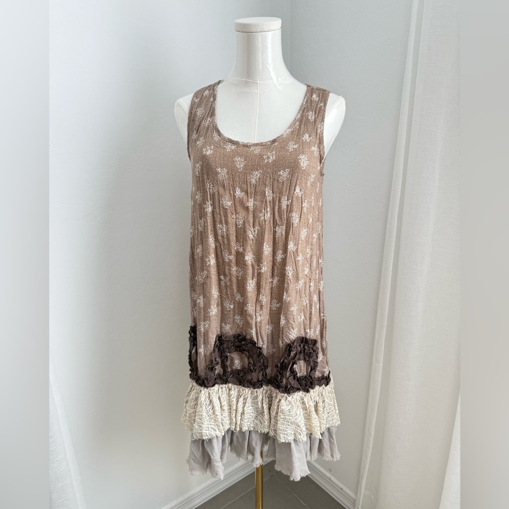 Anthropologie RYU design Whimsigoth/Boho style frayed layered dress in Small EUC